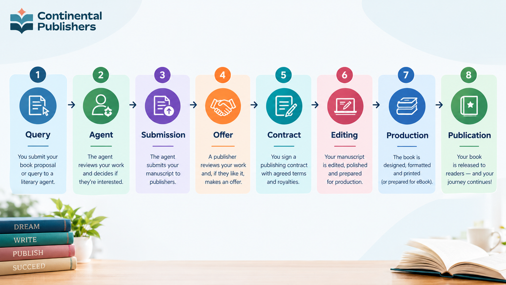 Traditional book publishing process from query to publication